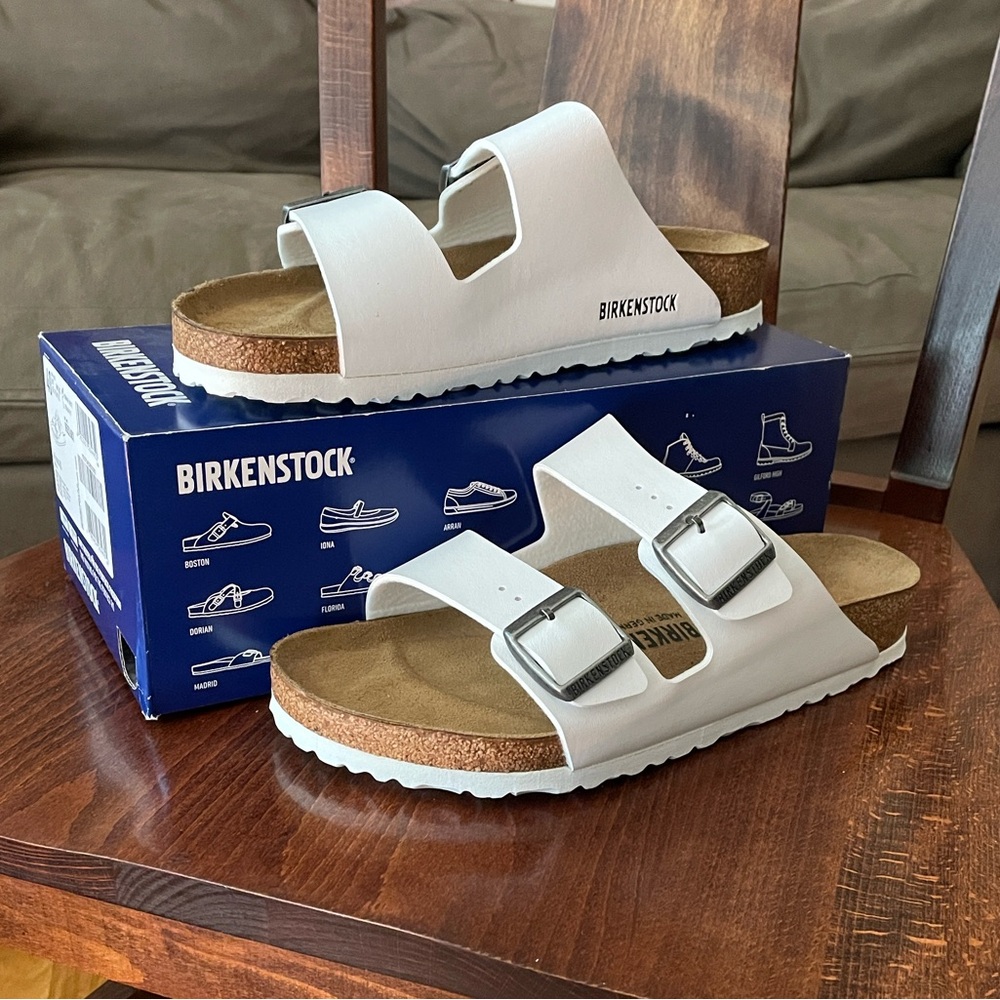 Birkenstock Arizona BS White Leather Sandals